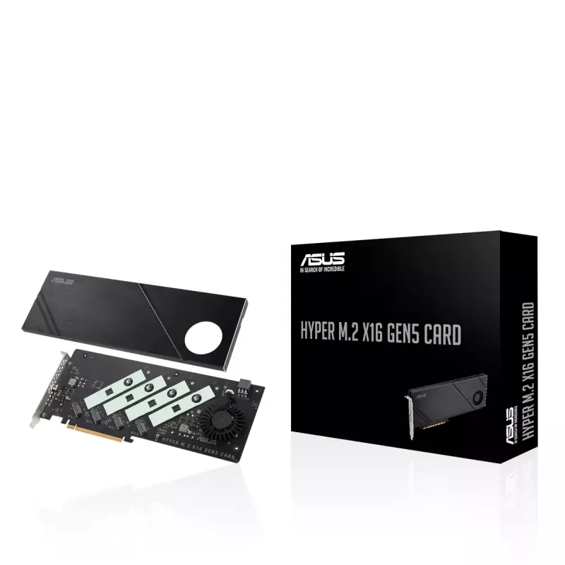 ASUS Hyper M.2 x16 Gen5 Card PCIe 5.0 M.2 Adapter mit aktiver Kühlung