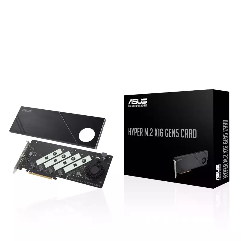 ASUS Hyper M.2 x16 Gen5 Card PCIe 5.0 M.2 Adapter mit aktiver Kühlung