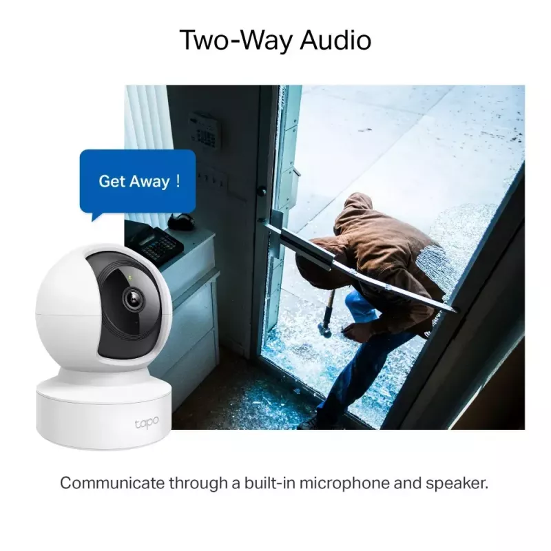 IP-Überwachungskamera TP-Link Tapo C212 — 3 MP (2304×1296), 107,5° Diag., Wi‑Fi & Ethernet, PoE nicht vorhanden, MicroSD bis 512 GB, Decken-/Wand-/Tischmontage für Innen