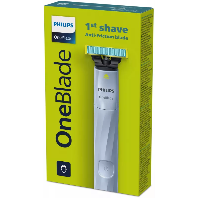 Folienrasierer Philips Norelco OneBlade QP1324/20 — kabelloser blauer Folienrasierer, 30 min Laufzeit, USB-Ladefunktion, abwaschbar, konturfolgend