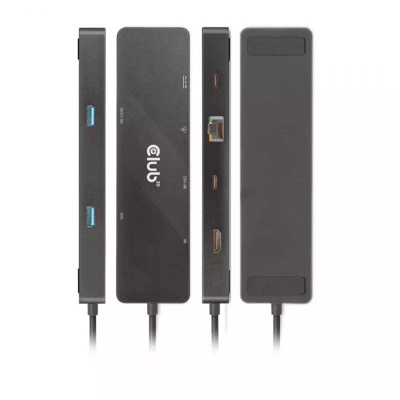 CLUB3D USB3.2 Gen2 Type-C, 6-in-1 tragbarer Dual-Display-Dock mit USB Typ-C Video 4K60Hz