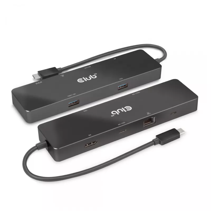 CLUB3D USB3.2 Gen2 Type-C, 6-in-1 tragbarer Dual-Display-Dock mit USB Typ-C Video 4K60Hz