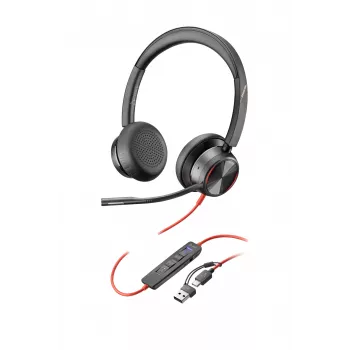 HP Poly Schwarzwire 8225 Stereo Microsoft Teams zertifiziertes USB-C Headset + USB-C/A Adapter