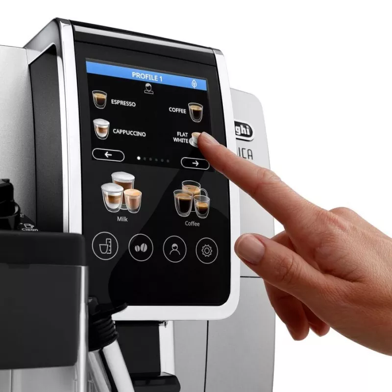 Kombi-Espressomaschine DeLonghi Dinamica Plus ECAM380.85.SB — 1,8 L Wassertank, 300 g Bohnenbehälter, 15 bar