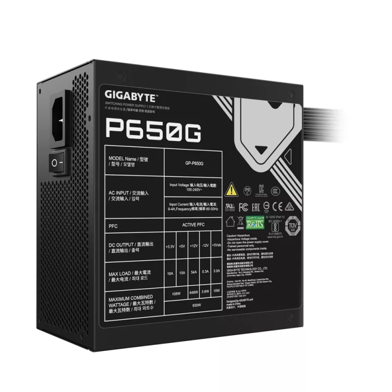 GIGABYTE GP-P650G Netzteil 650 W 20+4 pin ATX ATX Schwarz