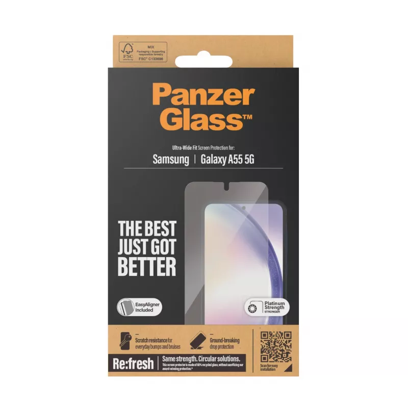 PanzerGlass ® Displayschutzfolie Samsung Galaxy A55 5G | Ultra-Wide Fit mit EasyAligner