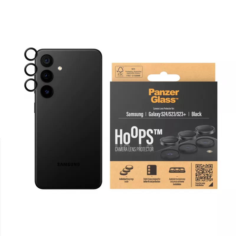 PanzerGlass ® Hoops® Kameralinsenschutz Schwarz Samsung Galaxy S24 | S23 | S23+