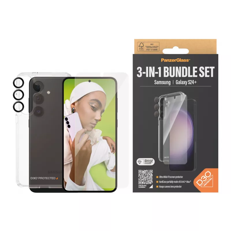 PanzerGlass ® 3-in-1 Schutzpaket Samsung Galaxy S24+ | Ultra-Wide Fit mit EasyAligner