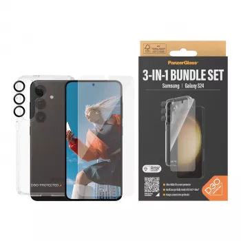 3-in-1-Schutzpaket PanzerGlass Samsung Galaxy S24 Ultra Wide Fit Kratz- und Stoßfestigkeit