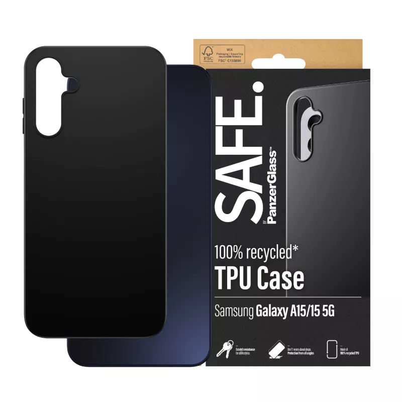 PanzerGlass SAFE. by ® TPU Hülle Samsung Galaxy A15 | A15 5G | Schwarz