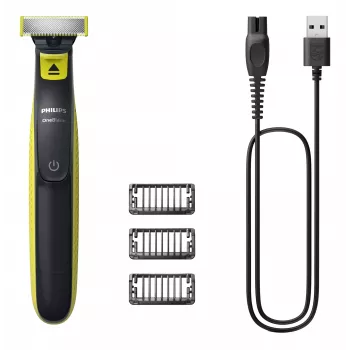 Foliensrasierer Philips Norelco OneBlade QP2724/10 — Foliensrasierer, 1 Klinge, USB-aufladbar, nass & trocken, abwaschbar, 45 Min. Laufzeit, grau/limettengrün