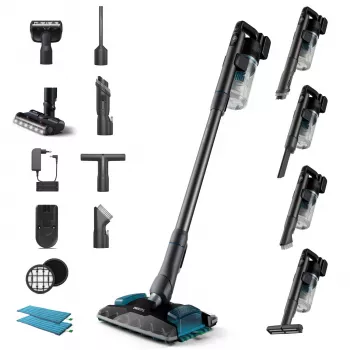Philips 8000 series XC8057/01 Akku-Staubsauger kabellos, Nass- und Trockensauger, Zyklon, beutellos, 0,6 L, Aqua Blue/Black