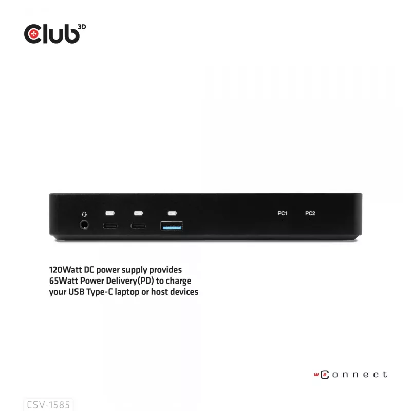 CLUB3D DisplayPort/HDMI KVM-Switch/Dock 4K60Hz für USB Typ-C-Eingänge