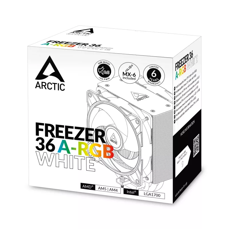 ARCTIC Freezer 36 A-RGB (White) Multi Kompatibel Tower CPU Cooler with A-RGB