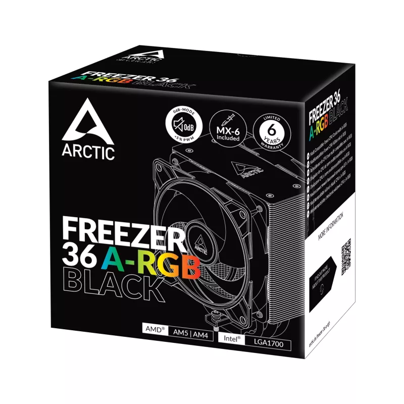ARCTIC Freezer 36 A-RGB (Schwarz) Multi-kompatibler Tower-CPU-Kühler mit A-RGB