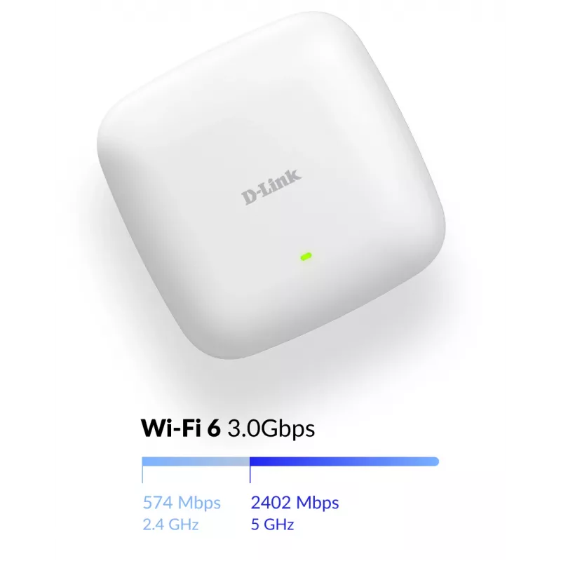 D-Link AX3000 Wi-Fi 6 Dualband-PoE-Access Point, 2.4 GHz, 5 GHz, 3000 Mbit/s, SNMP, SNMPv2, SNMPv3, WEP, WPA, WPA2, WPA3, 10,100,1000,2500 Mbit/s