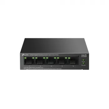 TP-LINK LiteWave 5-Port Gigabit Desktop-Switch mit 4-Port PoE+ (5x Gigabit, 4 PoE+, 65 W PoE-Budget)