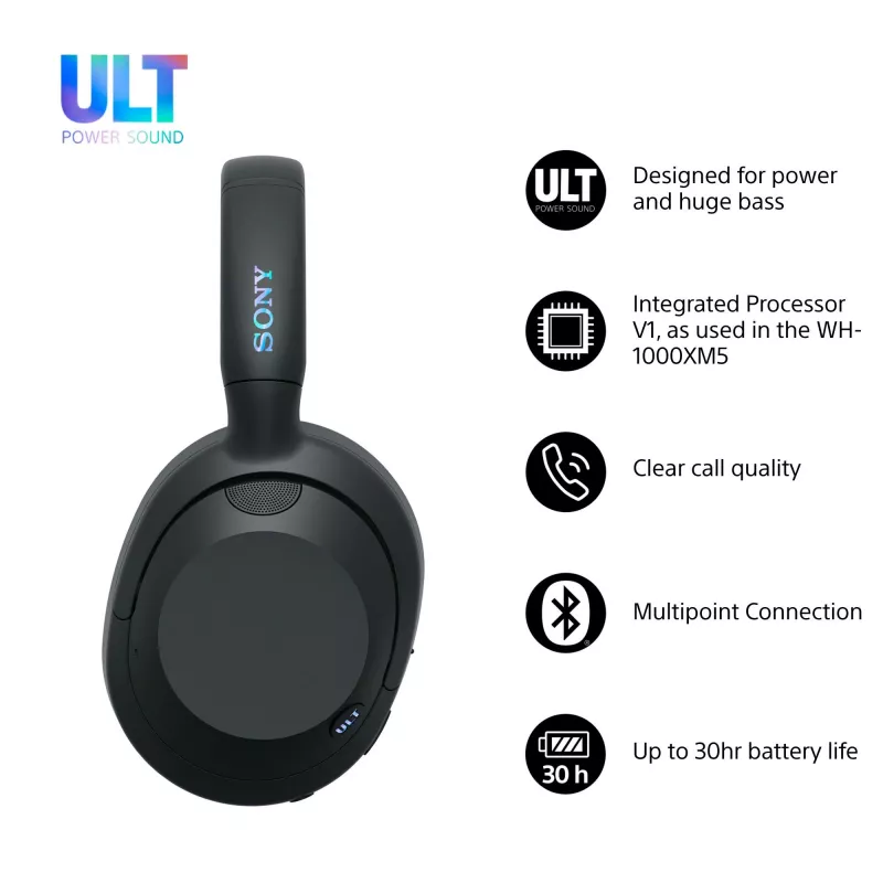 Headset Sony ULT WEAR monaural USB/Bluetooth 5.2, ANC, 30–50 h Akku, 3,5 mm, USB‑C-Ladung, 255 g
