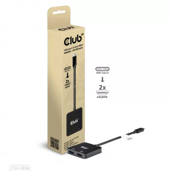 CLUB3D USB-C® Hub auf Dual HDMI™ 4K60Hz M/F+PD3.0 100 W