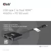 CLUB3D USB-C® Hub auf Dual HDMI™ 4K60Hz M/F+PD3.0 100 W
