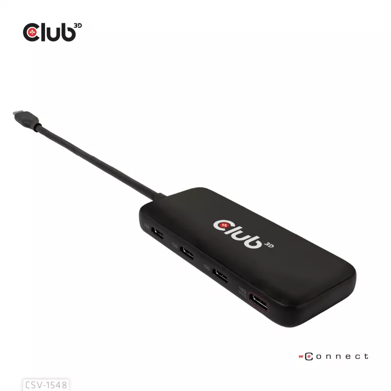 CLUB3D USB Type-C 4-Port 10G Daten-Hub mit PD3.0-Ladung