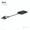 Videosplitter Club 3D CSV-1478 USB Type-C (mit USB-A-Adapter) auf dual DisplayPort 4K60Hz, Schwarz