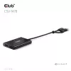Videosplitter Club 3D CSV-1478 USB Type-C (mit USB-A-Adapter) auf dual DisplayPort 4K60Hz, Schwarz
