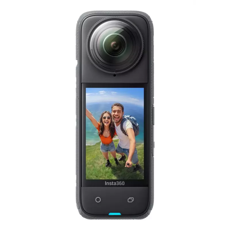 Actionkamera Insta360 X4 — 72 MP, 8K (7680×3840) CMOS, 1/2 Zoll Sensor, integriertes Display, Wi‑Fi, 120 fps, MicroSD, 602 g, schwarz