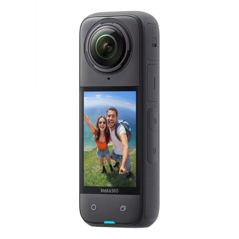 Actionkamera Insta360 X4 — 72 MP, 8K (7680×3840) CMOS, 1/2 Zoll Sensor, integriertes Display, Wi‑Fi, 120 fps, MicroSD, 602 g, schwarz