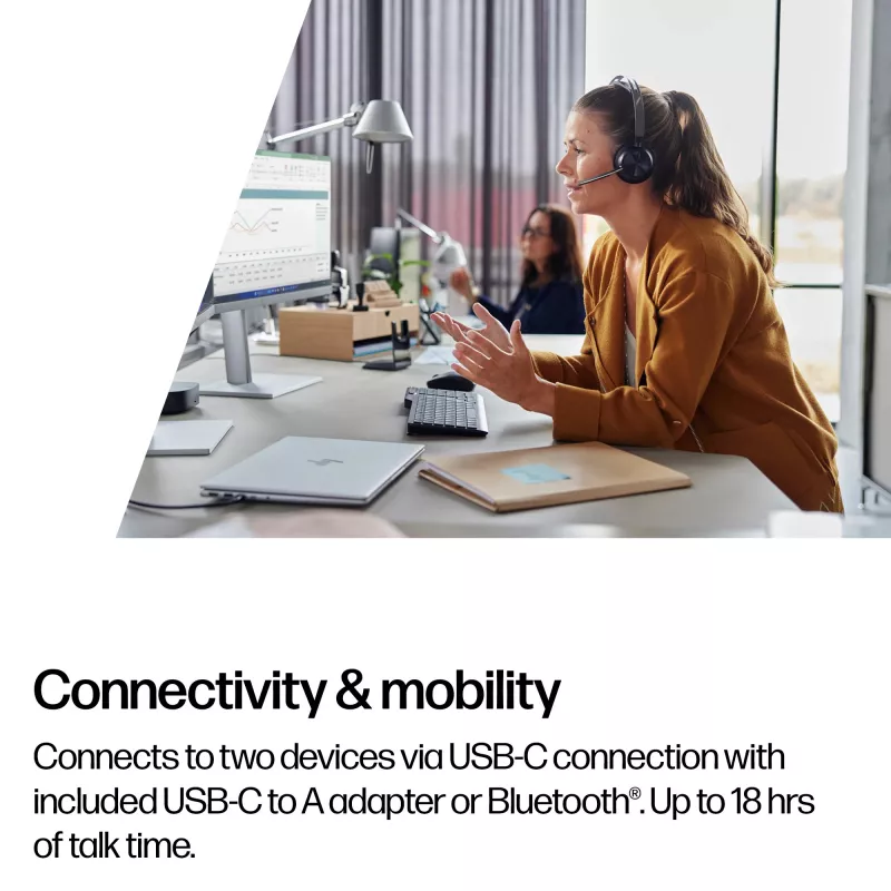 HP Poly Voyager Focus 2 USB-C-C Headset +USB-C/A Adapter