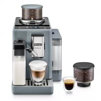 Espressomaschine De’Longhi Rivelia EXAM440.55.g — vollautomatisch, 1,4 l Wassertank, 250 g Mahlwerk, 19 bar, TFT-Touchdisplay