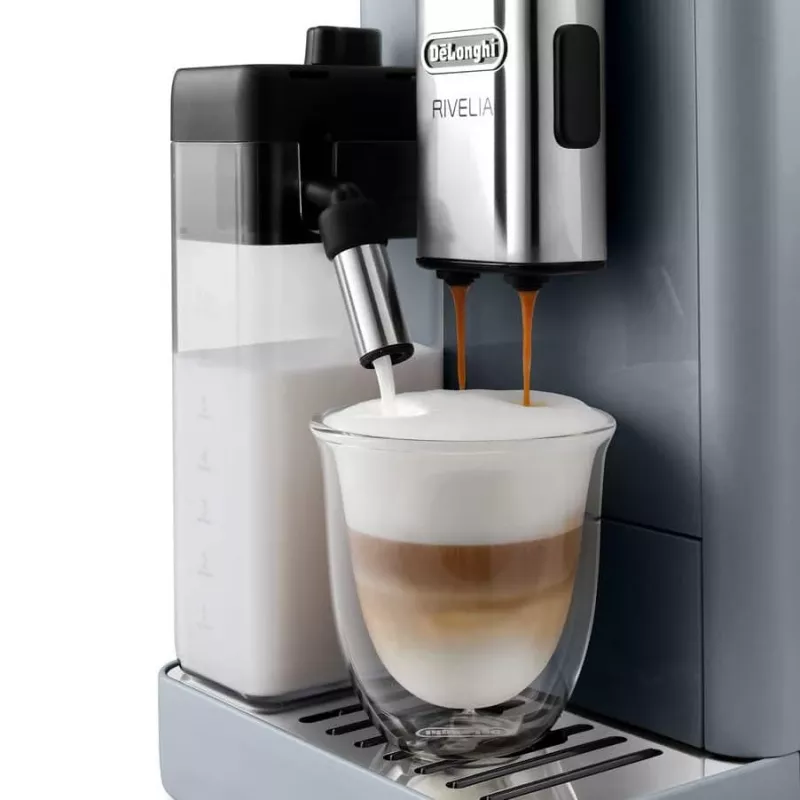 Espressomaschine De’Longhi Rivelia EXAM440.55.g — vollautomatisch, 1,4 l Wassertank, 250 g Mahlwerk, 19 bar, TFT-Touchdisplay
