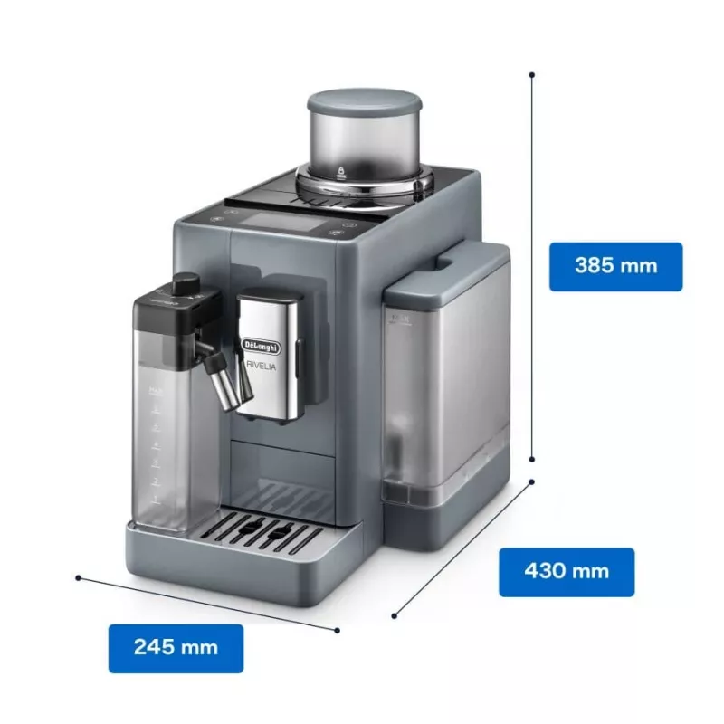 Espressomaschine De’Longhi Rivelia EXAM440.55.g — vollautomatisch, 1,4 l Wassertank, 250 g Mahlwerk, 19 bar, TFT-Touchdisplay