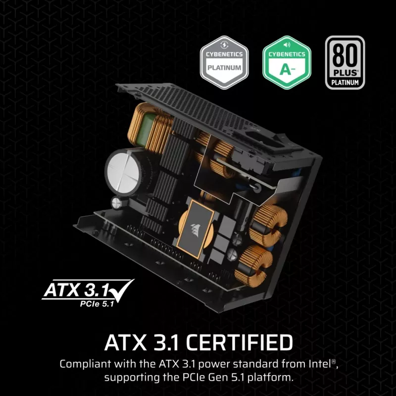 Netzteil CORSAIR CP-9020256-EU, 850 W, 24-Pin ATX, 80 PLUS Gold, 140-mm-Lüfter, schwarz