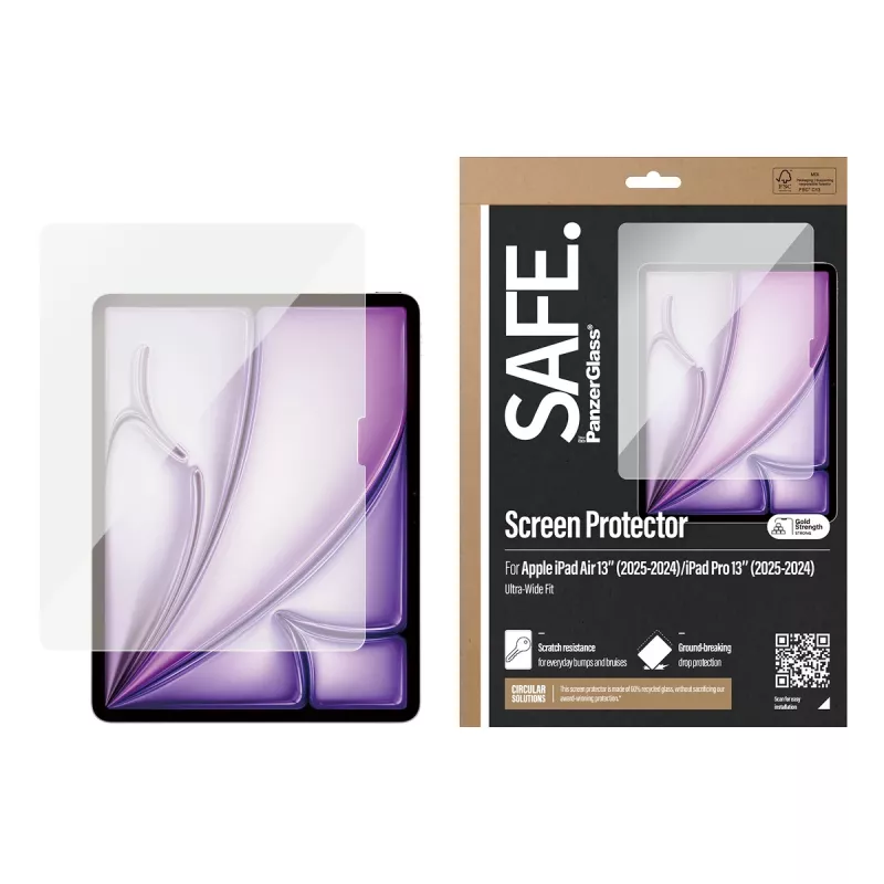 PanzerGlass SAFE. by ® Displayschutzfolie iPad Air 13'' (2024-2026) |iPad Pro 13'' (2024-2025) | Ultra-Wide Fit