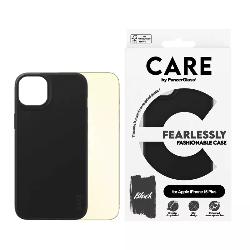 Cover PanzerGlass CARE by modische Hülle Schwarz iPhone 15 Plus Transparent