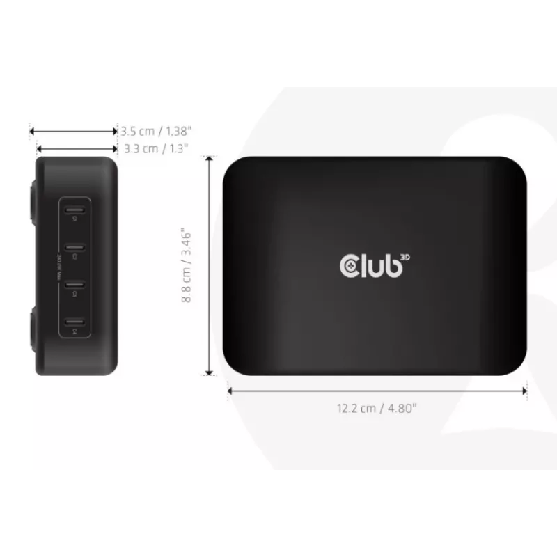 Mobilgerät-Ladegerät CLUB3D CAC-1918 Universal Schwarz AC 4 USB Typ-C Anschlüsse