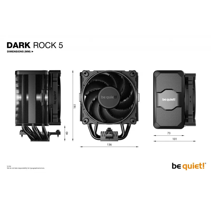 be quiet! DARK ROCK 5 Prozessor-Luftkühler 12 cm Schwarz 1 Stk.