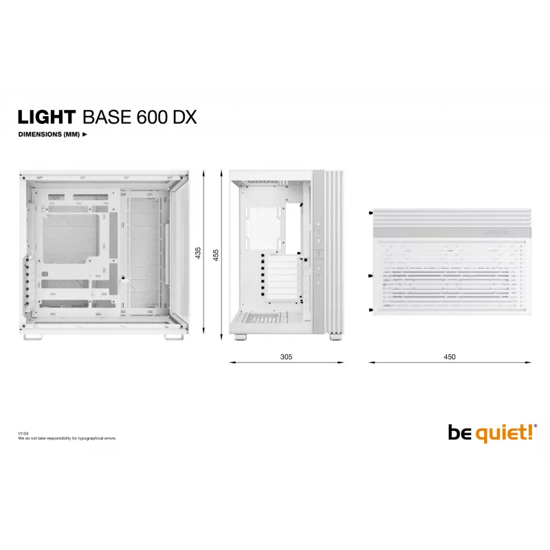 PC-Gehäuse be quiet! LIGHT BASE 600 DX Weiß Midi-Tower, ATX/microATX/Mini-ATX, Glasscheibe, RGB-Front, USB-C