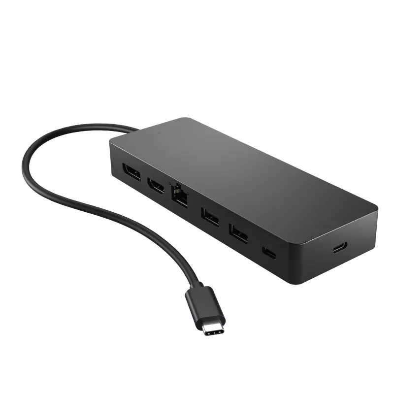HP Universal USB-C Multiport Hub, kabelgebunden, USB 3.2 Gen 2 (3.1 Gen 2) Type-C, 10,100,1000 Mbit/s, Schwarz, Schwarz, 4K Ultra HD