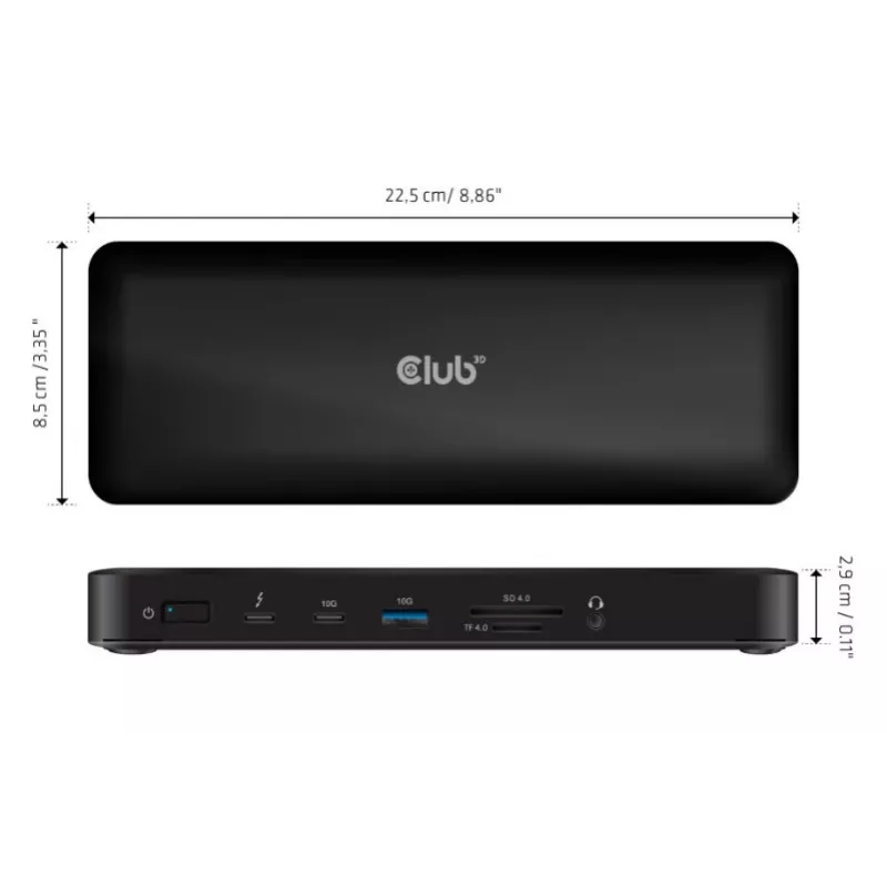 CLUB3D CSV-1583 Laptop-Dock/Port-Replikator Kabelgebunden Thunderbolt 4 Schwarz