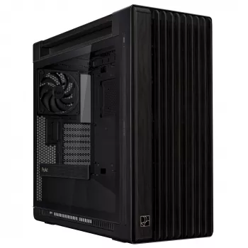 PC-Gehäuse ASUS ProArt PA602 Wood Edition Midi Tower Schwarz — Holz, ATX/EATX-Unterstützung, Temperglas, 4×3,5 Zoll / 8×2,5 Zoll, GPU bis zu 450 mm