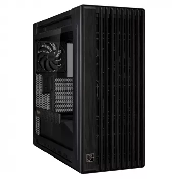 PC-Gehäuse ASUS ProArt PA602 Wood Edition Midi Tower Schwarz — Holz, ATX/EATX-Unterstützung, Temperglas, 4×3,5 Zoll / 8×2,5 Zoll, GPU bis zu 450 mm