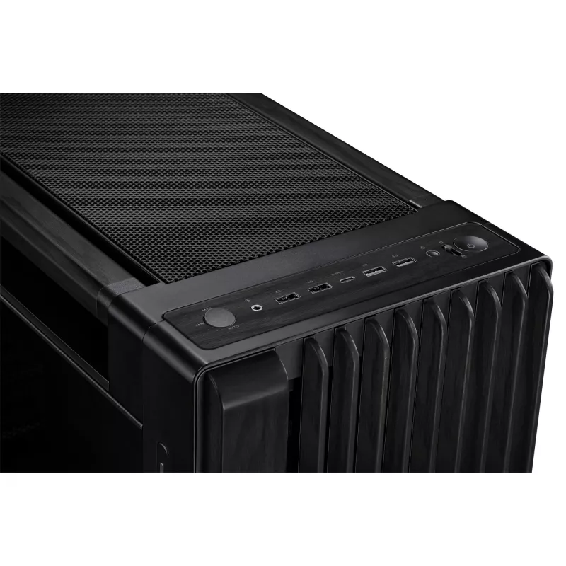 PC-Gehäuse ASUS ProArt PA602 Wood Edition Midi Tower Schwarz — Holz, ATX/EATX-Unterstützung, Temperglas, 4×3,5 Zoll / 8×2,5 Zoll, GPU bis zu 450 mm