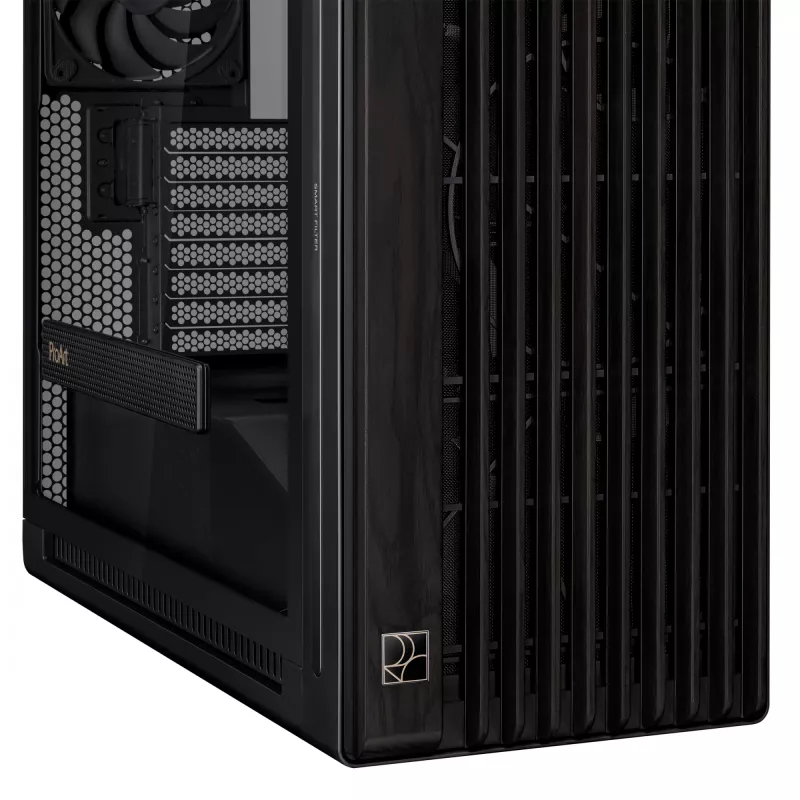 PC-Gehäuse ASUS ProArt PA602 Wood Edition Midi Tower Schwarz — Holz, ATX/EATX-Unterstützung, Temperglas, 4×3,5 Zoll / 8×2,5 Zoll, GPU bis zu 450 mm