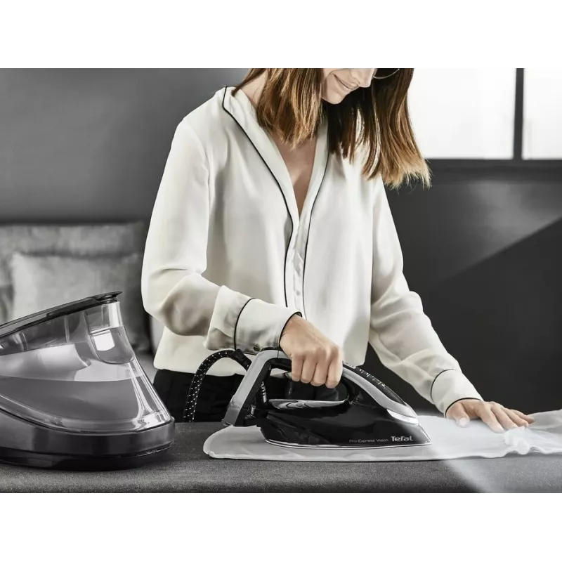 Tefal Pro Express Vision GV9821 3000 W 1,2 L Durilium AirGlide Autoclean Bügelsohle Schwarz, Silber