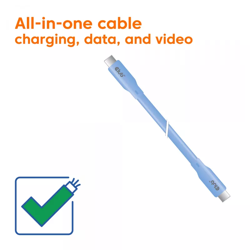 CLUB3D USB-C-Kabel blau, 2 m, USB-C, USB-C, USB4 Gen 2x2, 20 Gbit/s, Blau