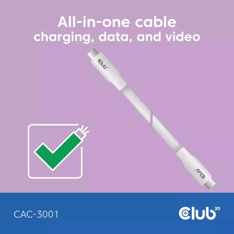 USB-C-Kabel CLUB3D CAC-3001 2m USB4 Gen 3x2 weiß