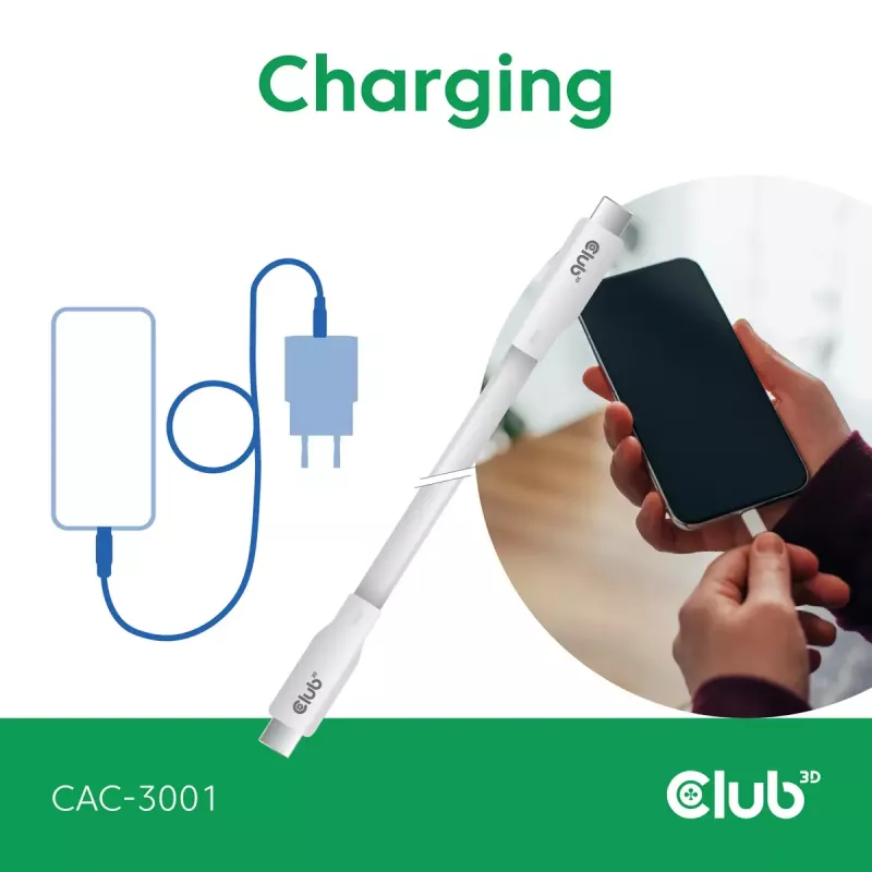 USB-C-Kabel CLUB3D CAC-3001 2m USB4 Gen 3x2 weiß