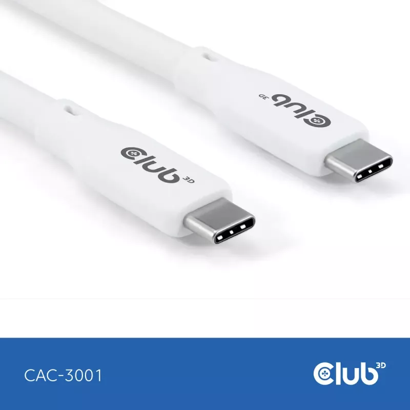 USB-C-Kabel CLUB3D CAC-3001 2m USB4 Gen 3x2 weiß